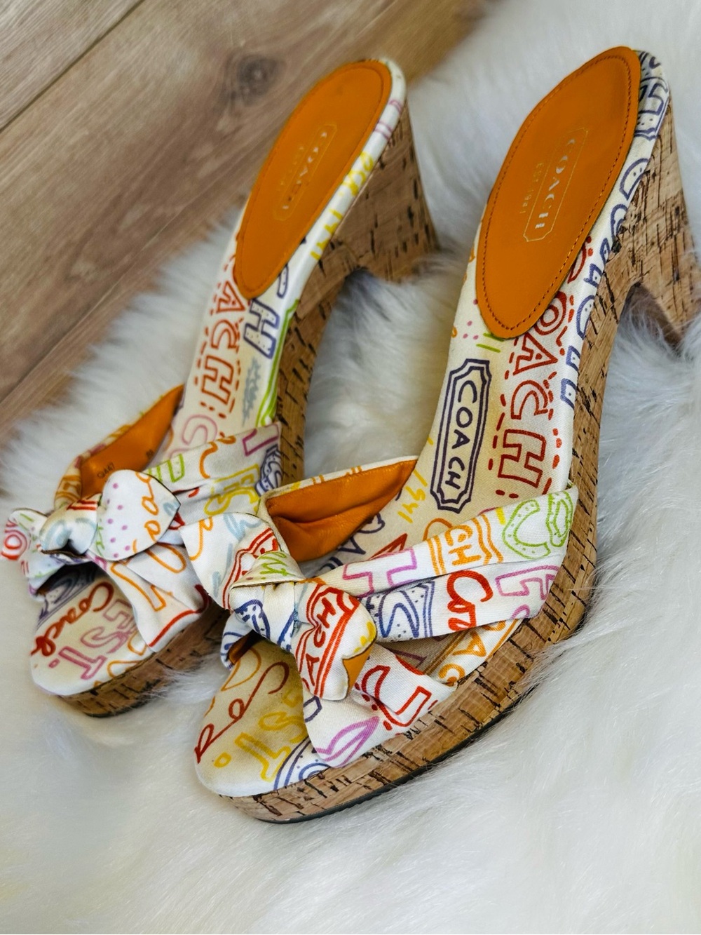 Coach Multicolor Knot Cork Wedge Sandal - Picture 7 of 9